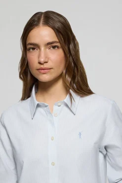 Camisa oxford de rayas azules con logo Rigby Go