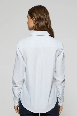 Camisa oxford de rayas azules con logo Rigby Go