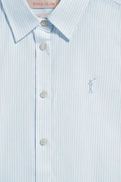 Camisa oxford de rayas azules con logo Rigby Go