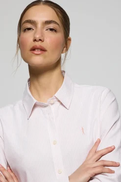 Camisa oxford de rayas rosas con logo Rigby Go