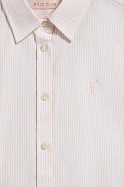 Camisa oxford de rayas rosas con logo Rigby Go