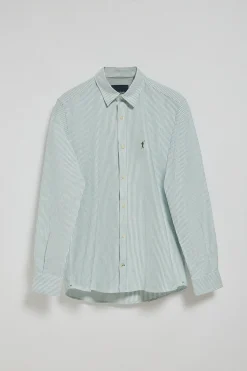 Camisa oxford de rayas verde Yale con logo bordado Rigby Go