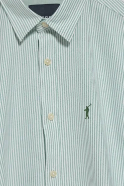Camisa oxford de rayas verde Yale con logo bordado Rigby Go
