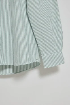 Camisa oxford de rayas verde Yale con logo bordado Rigby Go