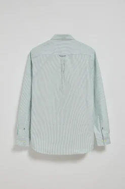 Camisa oxford de rayas verde Yale con logo bordado Rigby Go