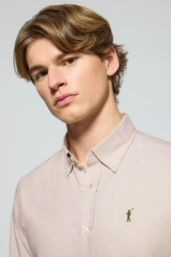 Camisa oxford marrón con logo bordado Rigby Go