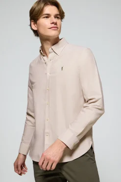 Camisa oxford marrón con logo bordado Rigby Go