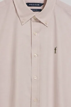 Camisa oxford marrón con logo bordado Rigby Go