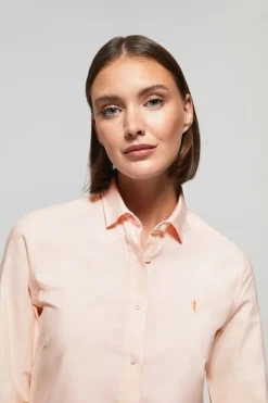 Camisa Oxford Regular fit color melocotón con logo Rigby Go