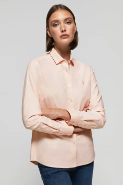 Camisa Oxford Regular fit color melocotón con logo Rigby Go
