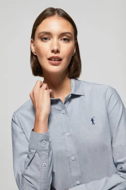 Camisa Oxford Regular fit azul denim con logo Rigby Go