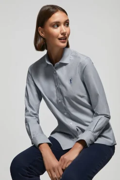 Camisa Oxford Regular fit azul denim con logo Rigby Go
