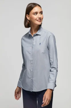 Camisa Oxford Regular fit azul denim con logo Rigby Go