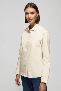 Camisa Oxford Regular fit beige con logo Rigby Go