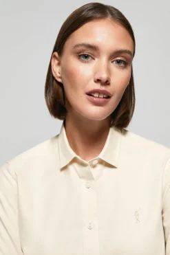 Camisa Oxford Regular fit beige con logo Rigby Go