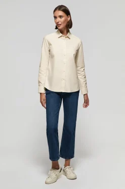 Camisa Oxford Regular fit beige con logo Rigby Go