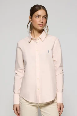 Camisa oxford rosa palo con logo bordado Rigby Go
