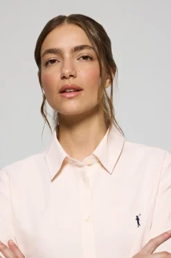 Camisa oxford rosa palo con logo bordado Rigby Go