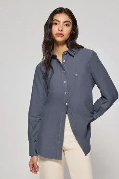 Camisa oxford Sabina azul con logo bordado Rigby Go