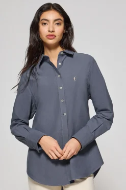 Camisa oxford Sabina azul con logo bordado Rigby Go