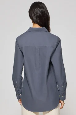 Camisa oxford Sabina azul con logo bordado Rigby Go