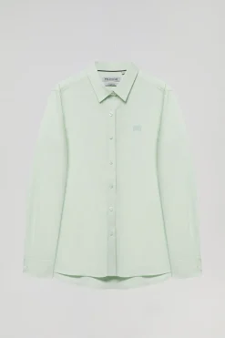 Camisa oxford verde claro con logo bordado