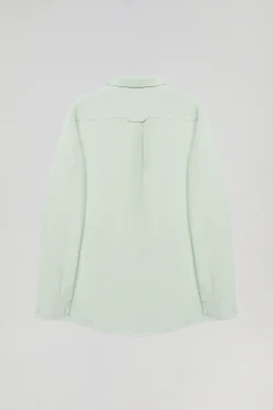 Camisa oxford verde claro con logo bordado