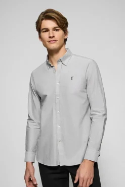 Camisa oxford verde grisáceo con logo bordado Rigby Go