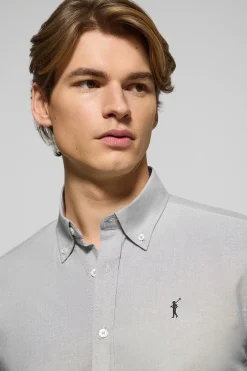 Camisa oxford verde grisáceo con logo bordado Rigby Go