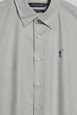 Camisa oxford verde grisáceo con logo bordado Rigby Go