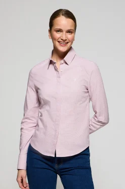 Camisa pata de gallo rosa con bordado Rigby Go