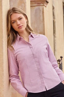 Camisa pata de gallo rosa con bordado Rigby Go