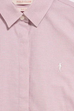 Camisa pata de gallo rosa con bordado Rigby Go