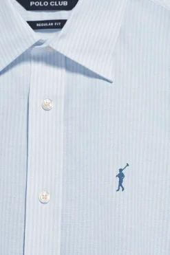 Camisa raya yale azul claro con logo bordado Rigby Go