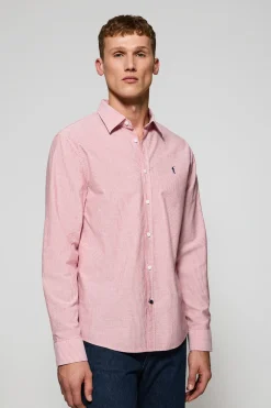 Camisa roja Pharrel de rayas con logo Rigby Go bordado