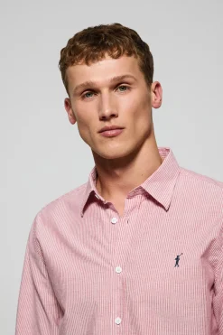 Camisa roja Pharrel de rayas con logo Rigby Go bordado