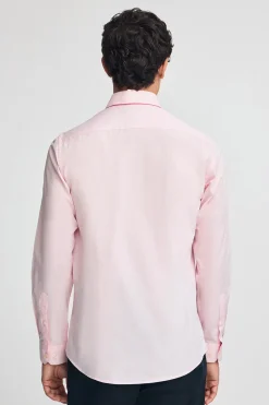 Camisa rosa de poplin y corte slim con logo Rigby Go