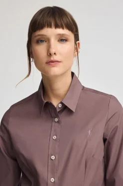 Camisa rosa taupe de corte slim con logo Rigby Go