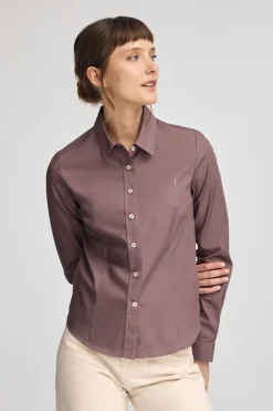 Camisa rosa taupe de corte slim con logo Rigby Go