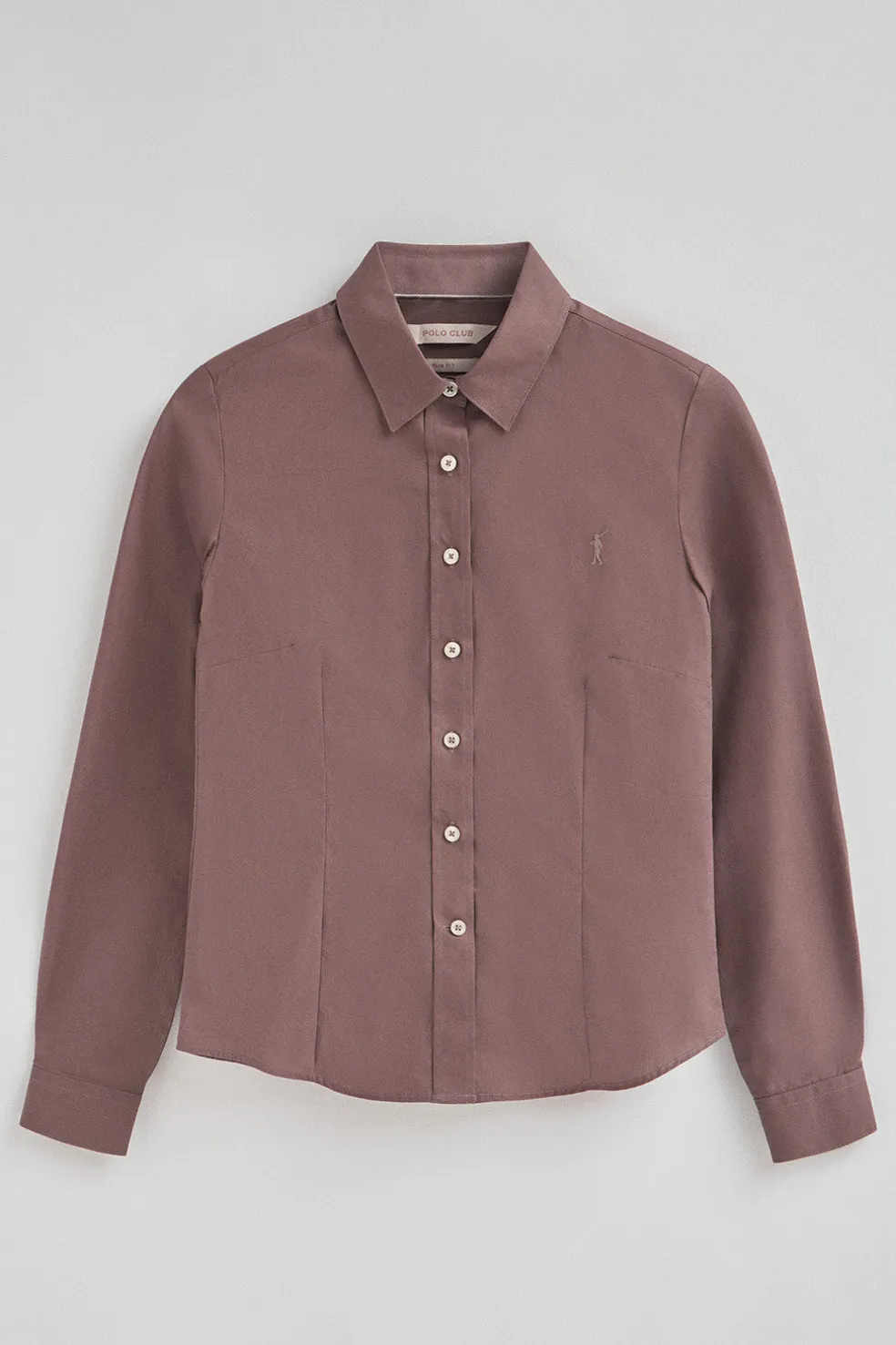 Camisa rosa taupe de corte slim con logo Rigby Go