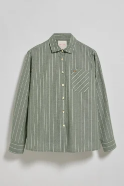 Camisa Scarlet a rayas loose fit con botón nacarado