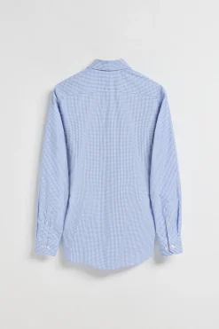 Camisa slim cuadro vichy azul de popelín con logo bordado Rigby Go