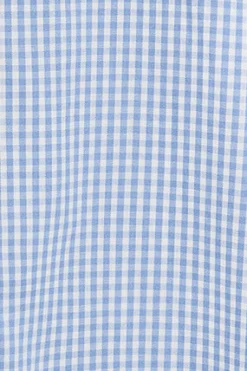Camisa slim cuadro vichy azul de popelín con logo bordado Rigby Go
