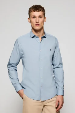 Camisa slim de popelín azul cielo con logo bordado Rigby Go