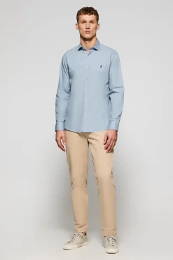 Camisa slim de popelín azul cielo con logo bordado Rigby Go