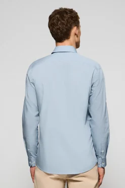 Camisa slim de popelín azul cielo con logo bordado Rigby Go