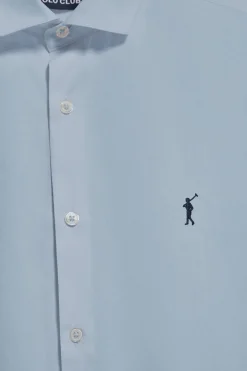 Camisa slim de popelín azul cielo con logo bordado Rigby Go
