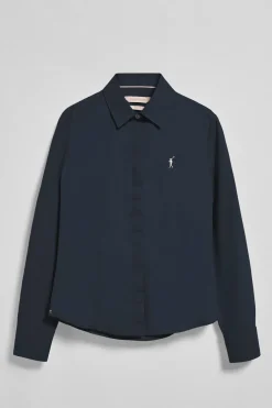 Camisa slim de popelín azul marino con logo bordado Rigby Go