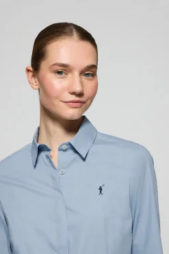 Camisa slim de popelín azul celeste con logo bordado Rigby Go