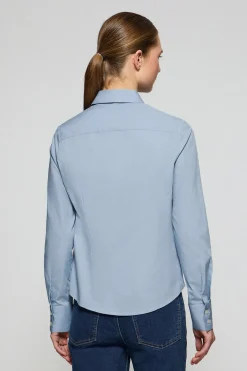 Camisa slim de popelín azul celeste con logo bordado Rigby Go